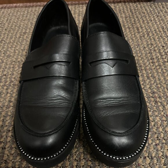 Aqua Black Loafers with Rhinestones - Size 9 - Picture 1 of 4